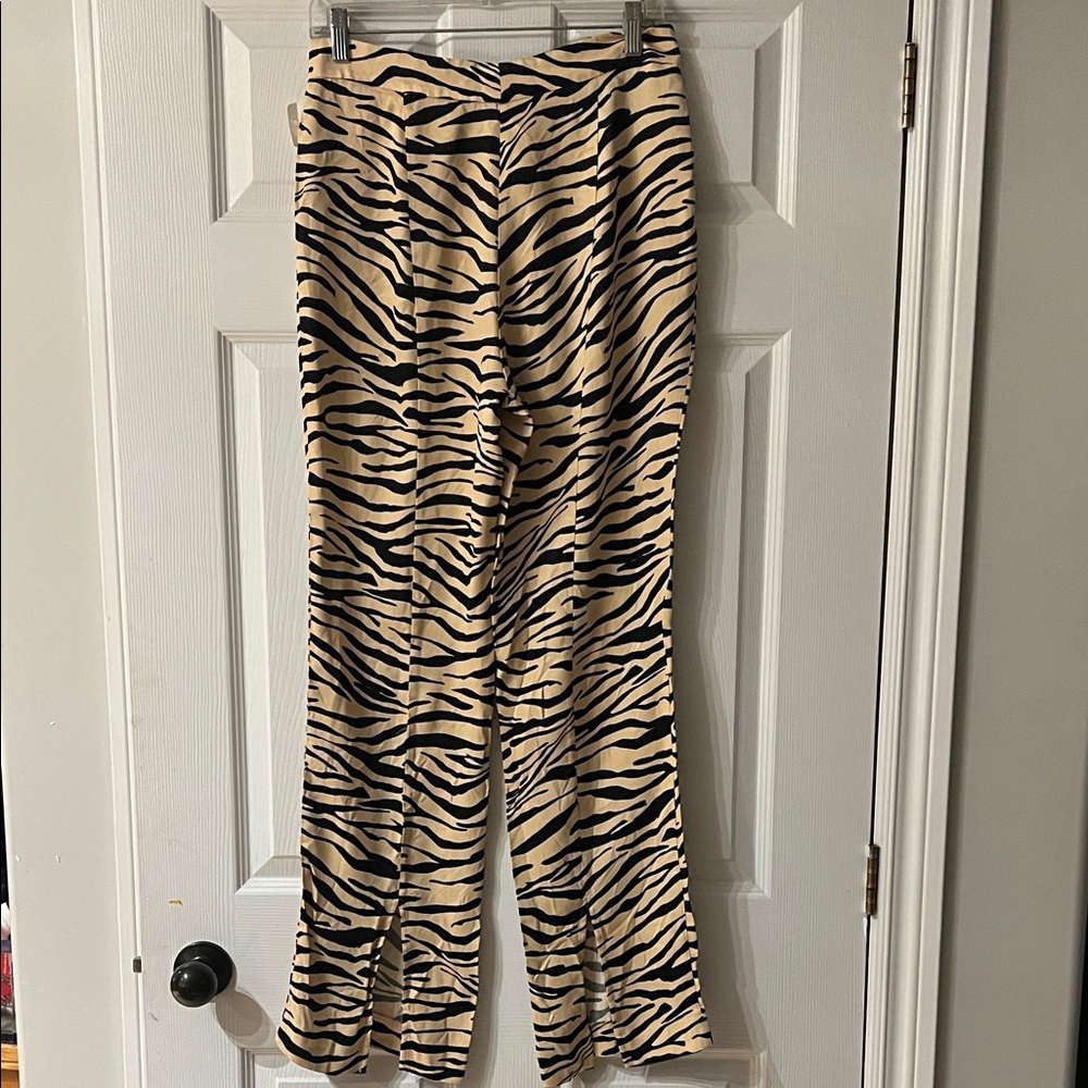 Sold - 4/$20 Zara Animal Print Wide Leg Pants - Black and Tan - Picture 3 of 5